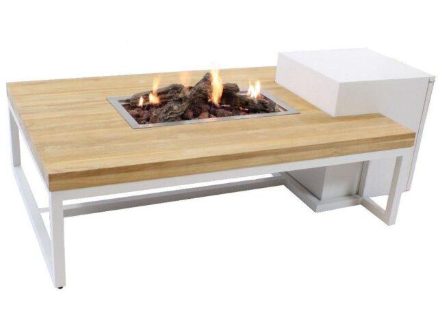Enjoyfires fire table Ambiance rectangle white-teak 120x80x35 cm