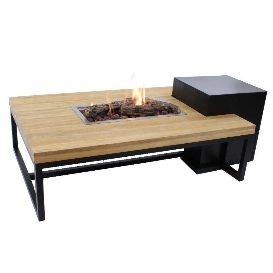 Enjoyfires fire table Ambiance rectangle black-teak 120x80x35 cm