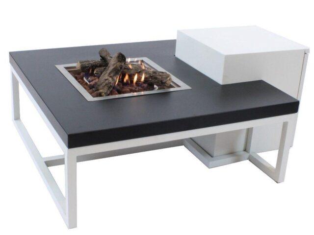 Enjoyfires fire table Ambiance square white-black 90x90x35 cm