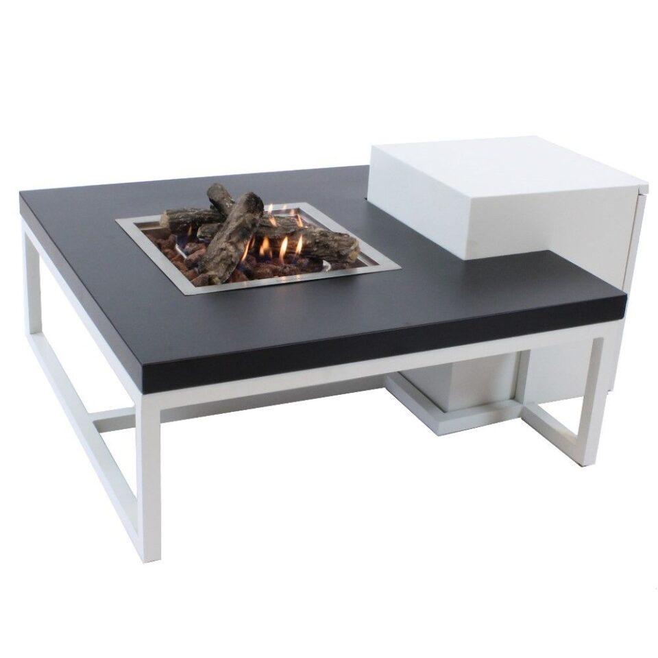 Enjoyfires fire table Ambiance square white-black 90x90x35 cm