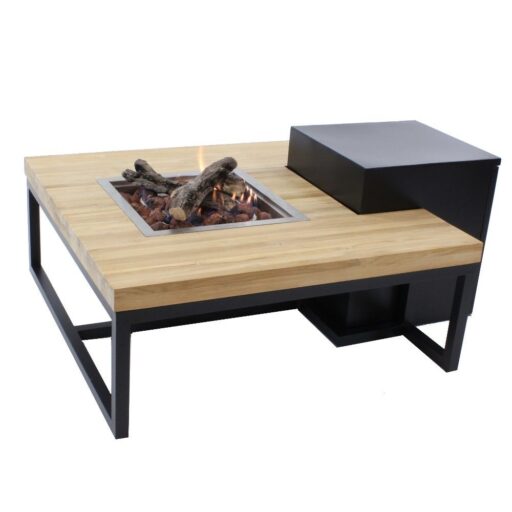 Enjoyfires fire table Ambiance square black-teak 90x90x35 cm