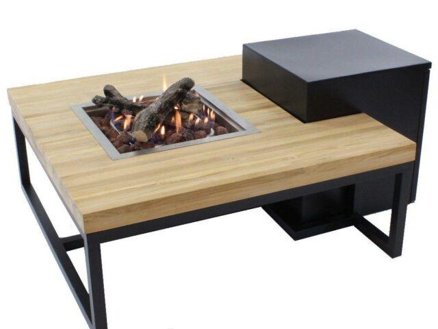 Enjoyfires fire table Ambiance square black-teak 90x90x35 cm