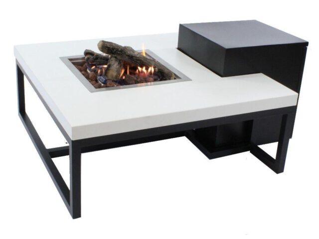 Enjoyfires fire table Ambiance square black-white 90x90x35 cm