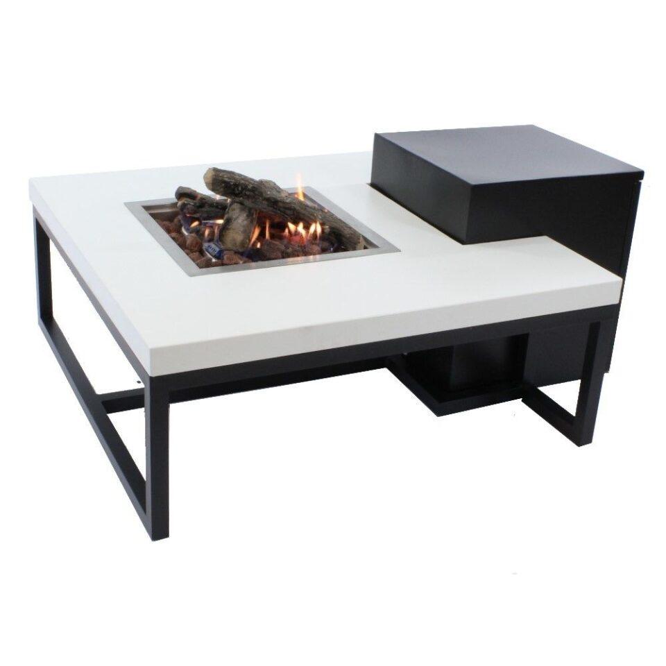 Enjoyfires fire table Ambiance square black-white 90x90x35 cm