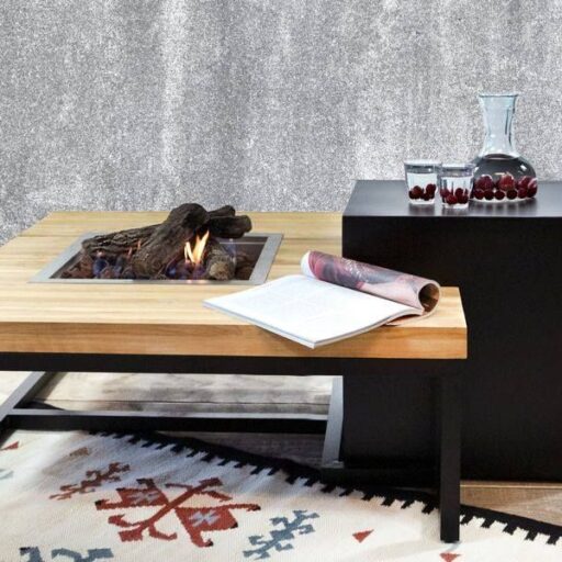 Enjoyfires fire table Ambiance square black-teak 90x90x35 cm