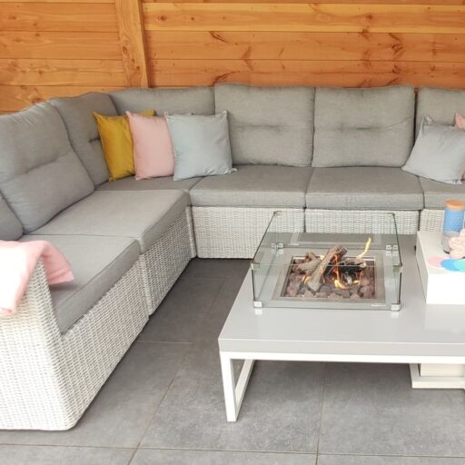 Enjoyfires fire table Ambiance square white-grey 90x90x35 cm