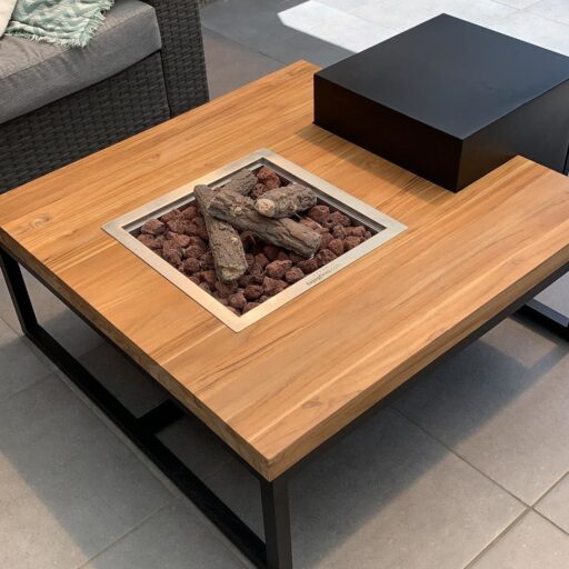 Enjoyfires fire table Ambiance square black-teak 90x90x35 cm