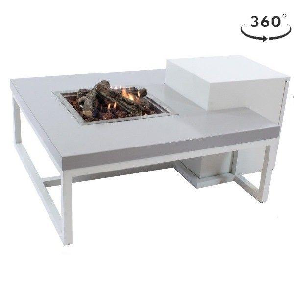 Enjoyfires fire table Ambiance square white-grey 90x90x35 cm