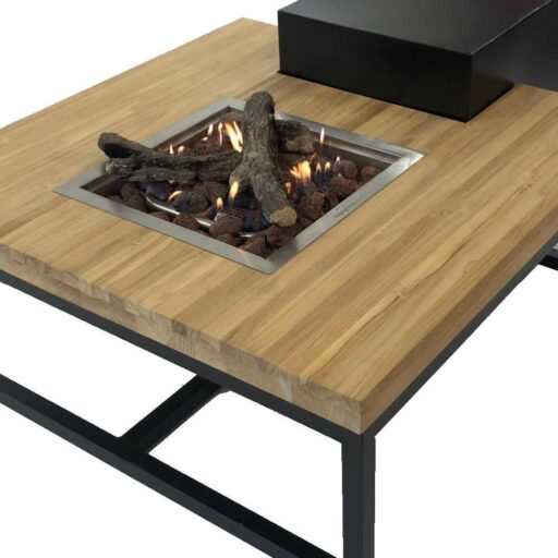Enjoyfires fire table Ambiance square black-teak 90x90x35 cm