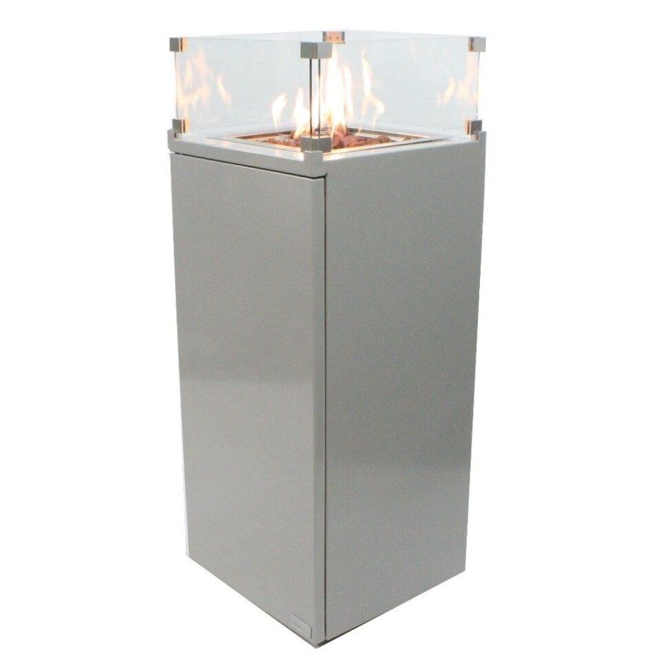 Enjoyfires fire column aluminum square 41x41x90 cm with wheels | Grey
