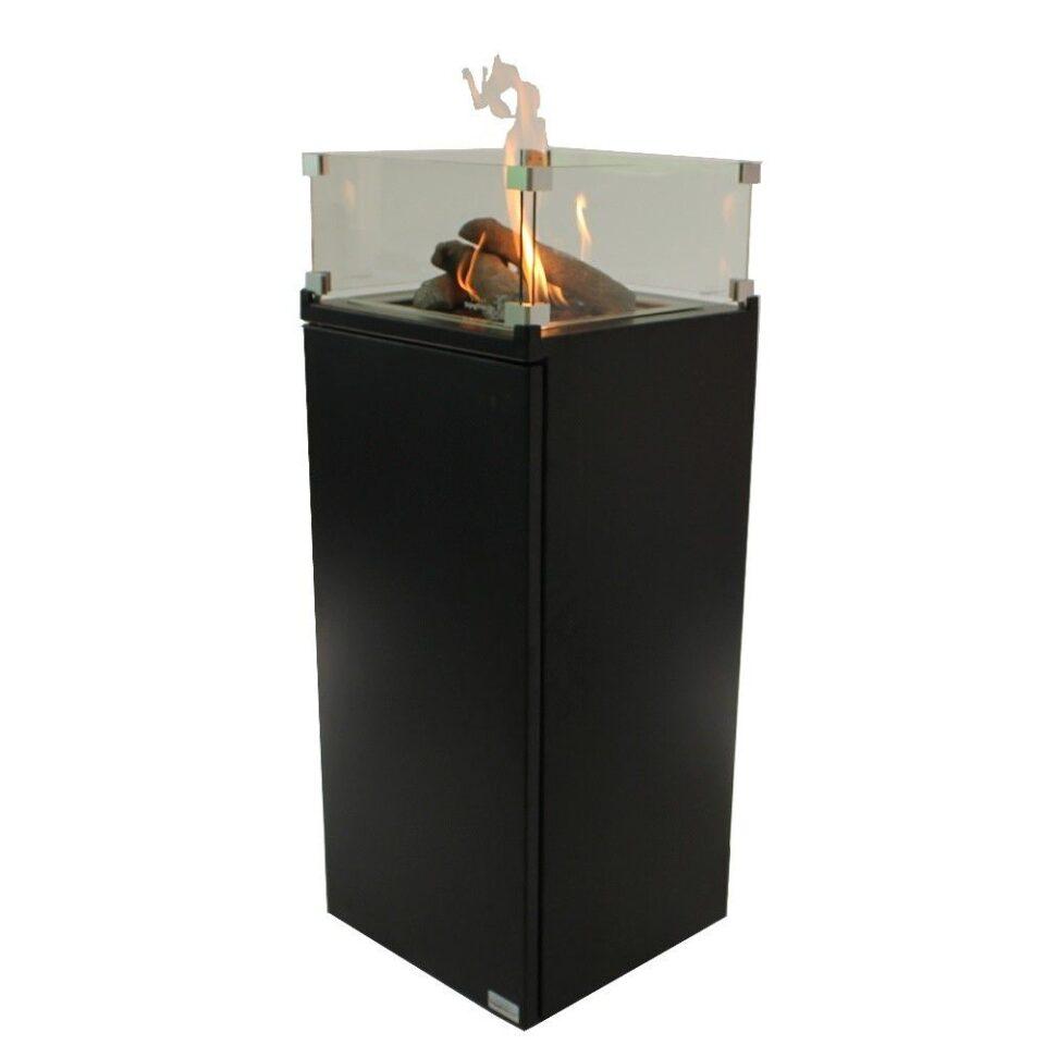 Enjoyfires fire column aluminum square 41x41x90 cm with wheels | Black